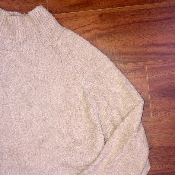 A light beige, fuzzy, long-crop, sweater. - Picture 3 of 3